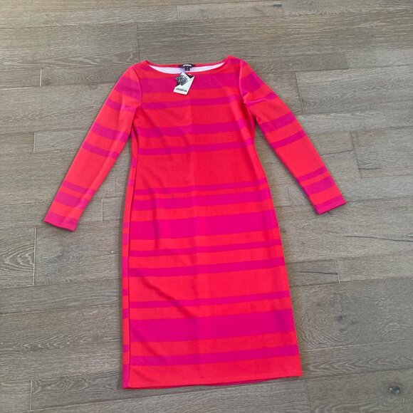 NWT Project Runway Pink Red Striped Midi Dress Size XL Extra Large Long Sleeves - Picture 4 of 9